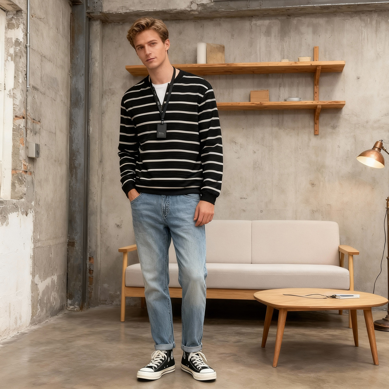 Sudadera a rayas de dos piezas Omaiga para hombre 466003